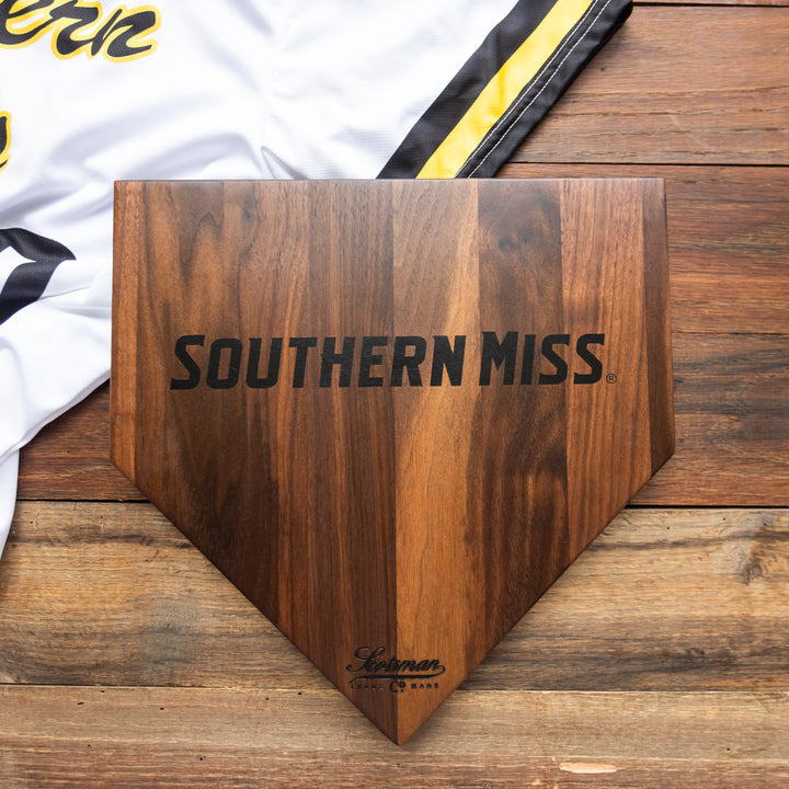 Walnut Southern Miss Home Plate Serving Board - Large Logo