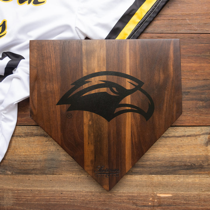 Walnut Southern Miss Home Plate Serving Board - Large Logo