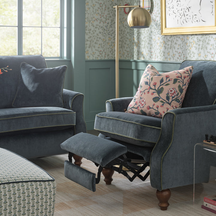 Adeline Reclining Chair - Sapphire Velvet