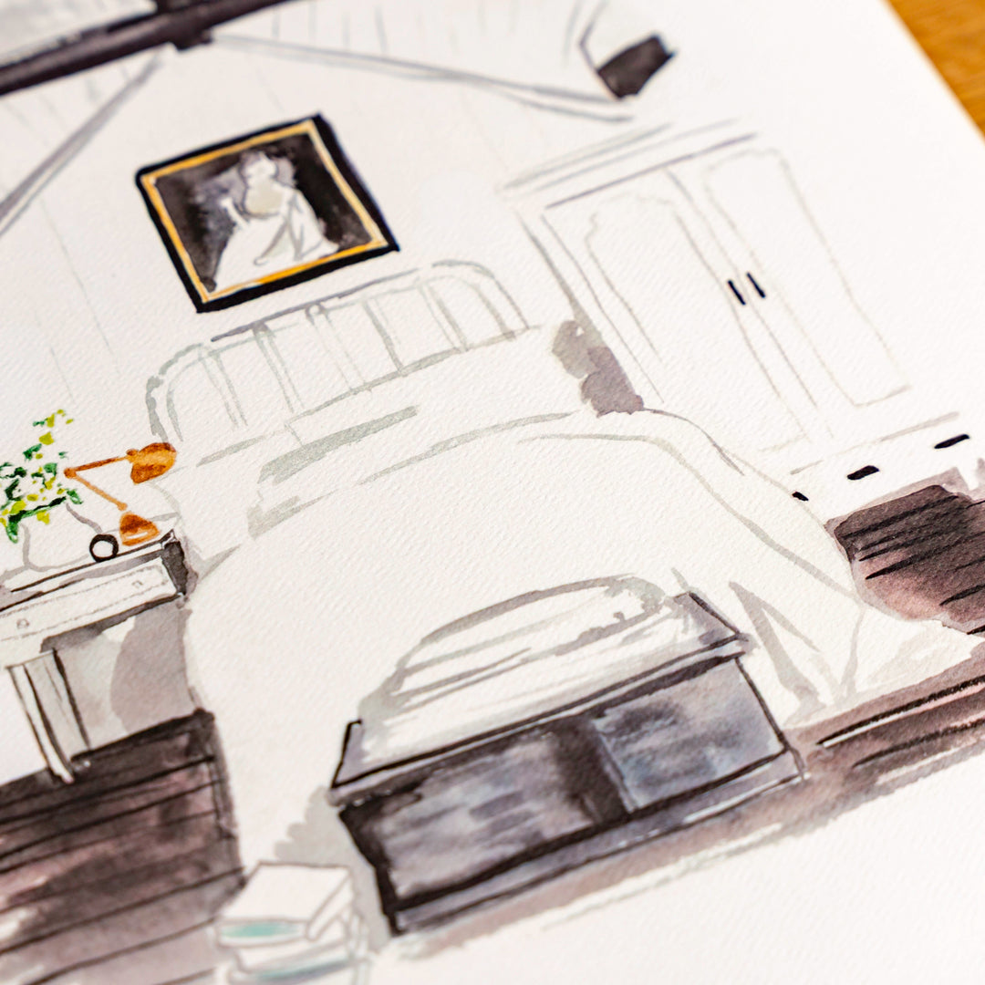Bedroom Watercolor (11" X 14")