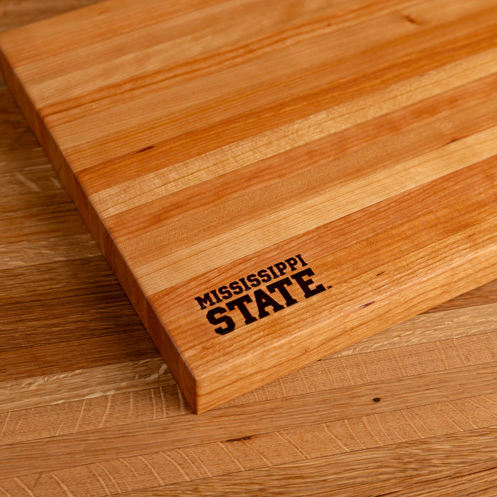 Cherry Mississippi State Butcher Block | Mississippi State Stacked