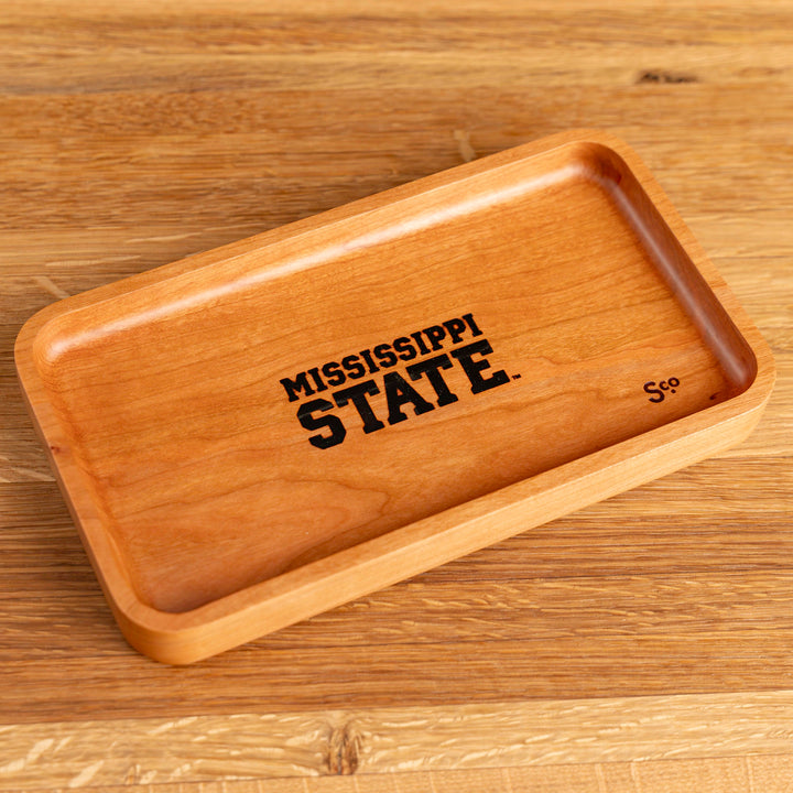 Cherry Mississippi State Wooden Valet | Mississippi State Stacked