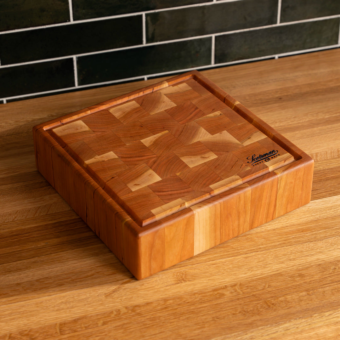 Butcher Block Square Cherry End Grain Square Butcher Block with Juice Groove – Laurel Mercantile