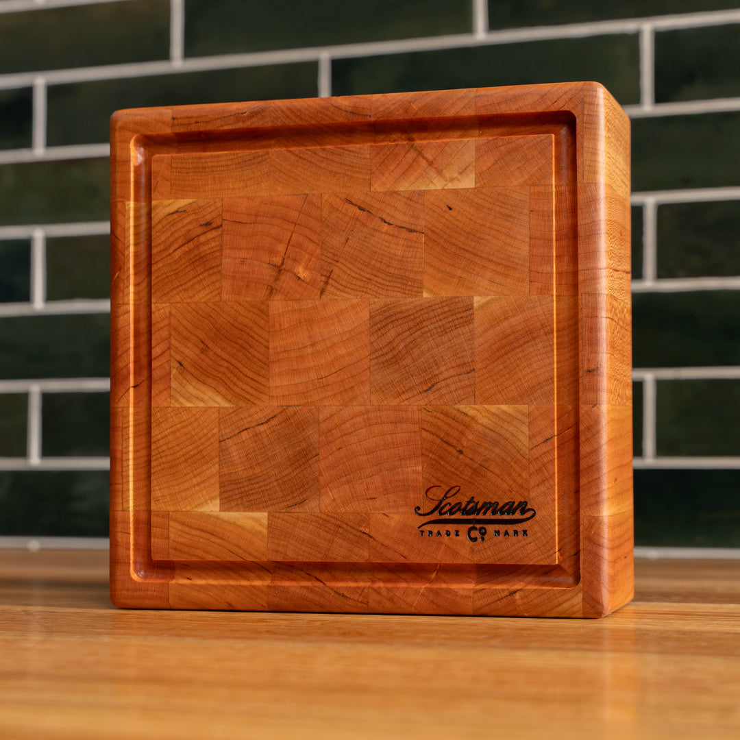 Butcher Block Square Cherry End Grain Square Butcher Block with Juice Groove – Laurel Mercantile