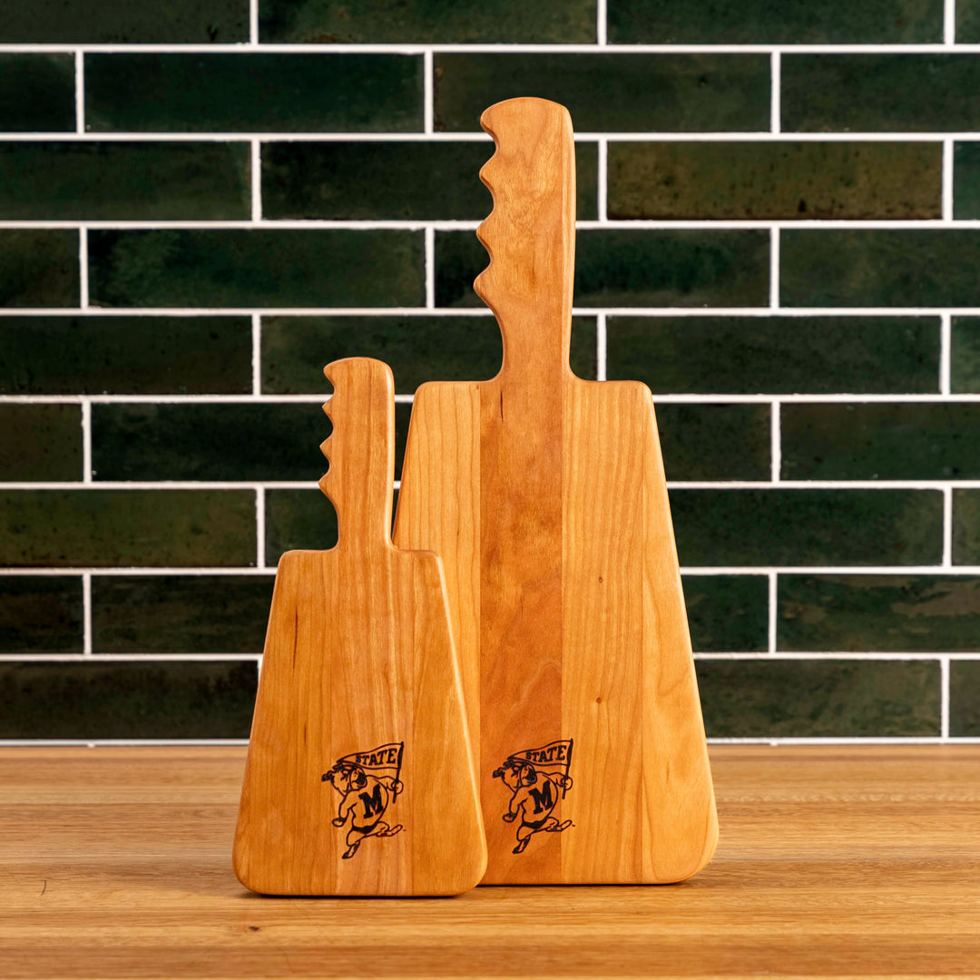 Cherry Cowbell Serving Board | Bully with Flag