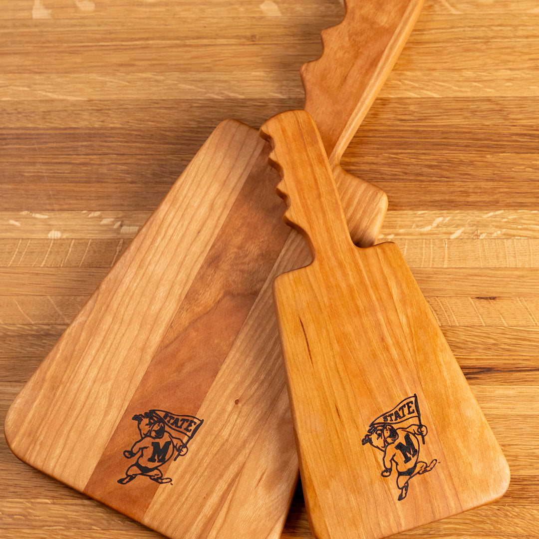 Cherry Cowbell Serving Board | Bully with Flag