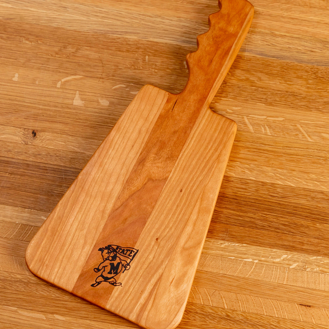 Cherry Cowbell Serving Board | Bully with Flag