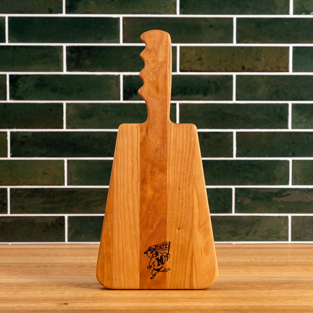 Cherry Cowbell Serving Board | Bully with Flag
