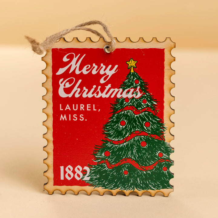 Merry Christmas Laurel Stamp Ornament