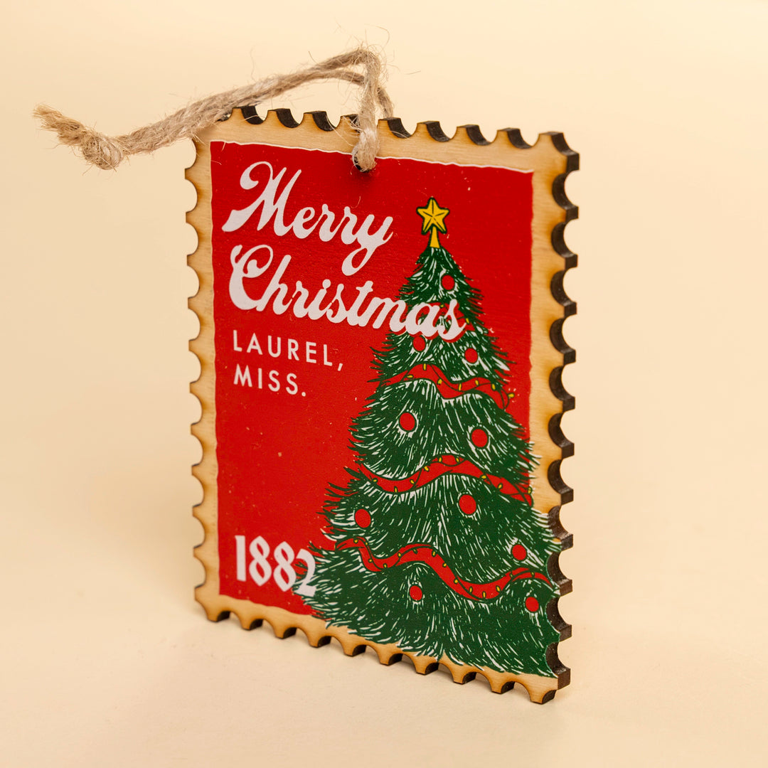 Merry Christmas Laurel Stamp Ornament