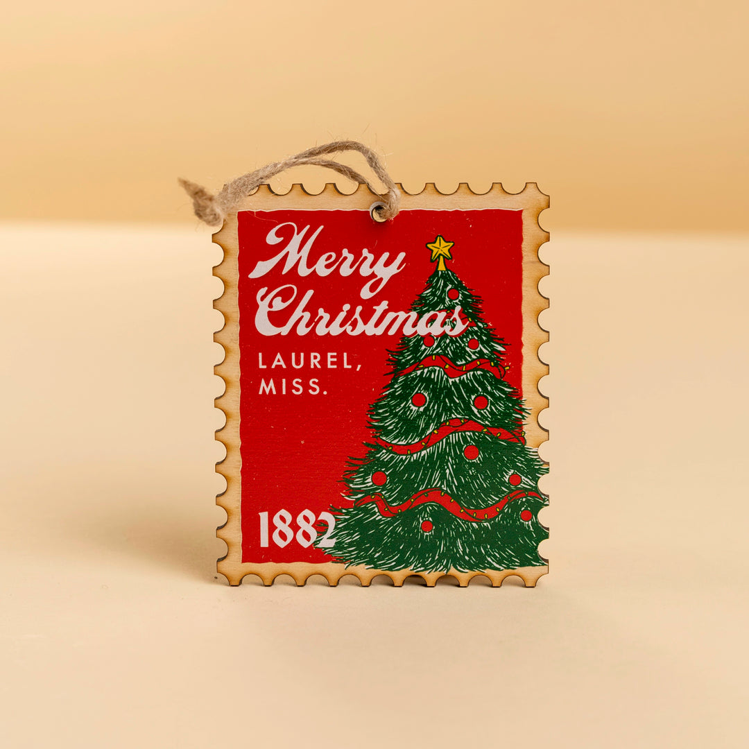 Merry Christmas Laurel Stamp Ornament