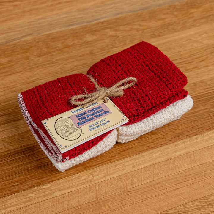 Country Cottons Apple Red Kitchen Towel Set