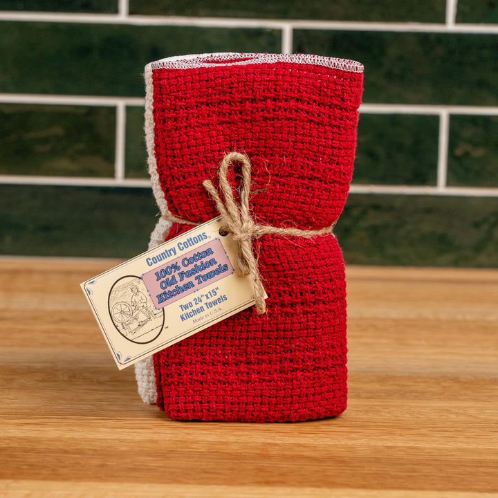Country Cottons Apple Red Kitchen Towel Set