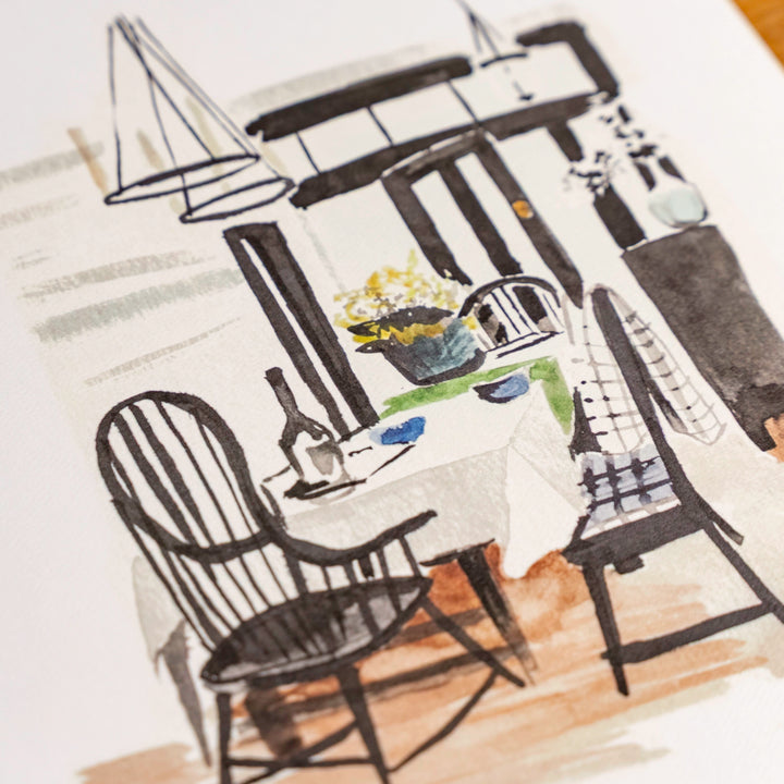 Dining Room Watercolor (11" X 14")