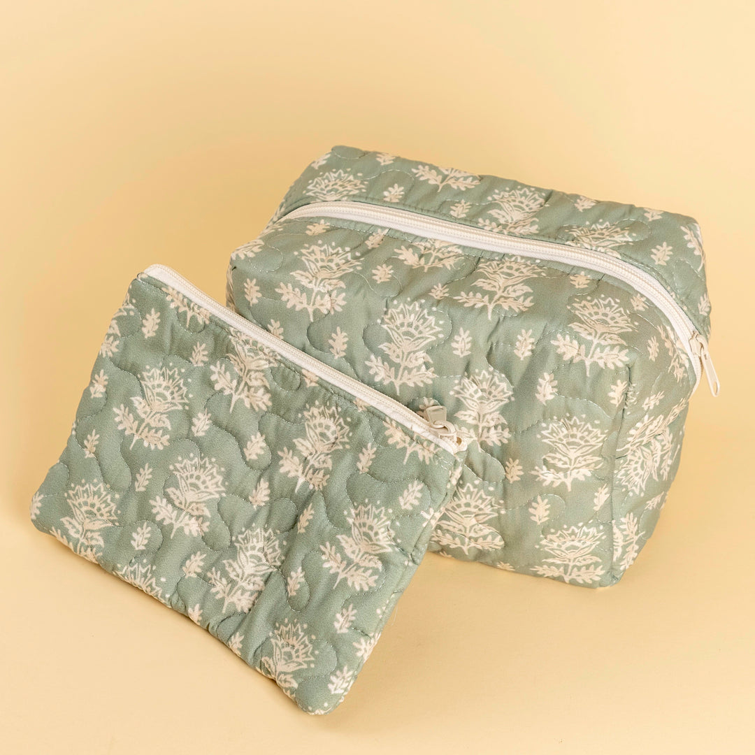 Erin &amp; Ben Co. Clover Sage Quilted Makeup Bag