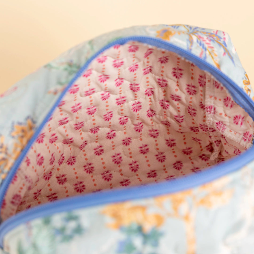 Erin &amp; Ben Co. Jungle Whisper Blue Quilted Makeup Bag