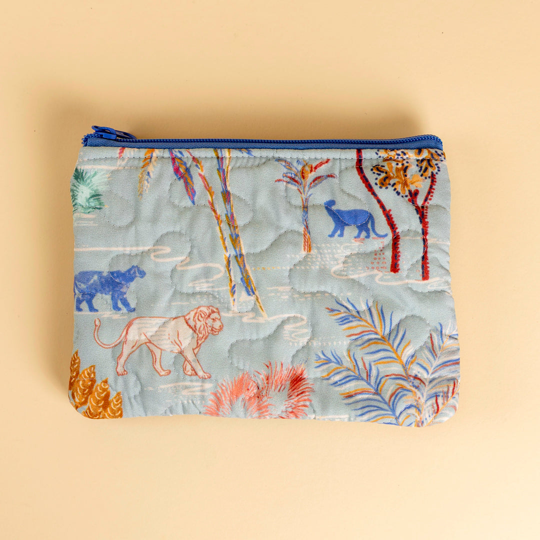 Erin &amp; Ben Co. Jungle Whisper Blue Quilted Makeup Bag