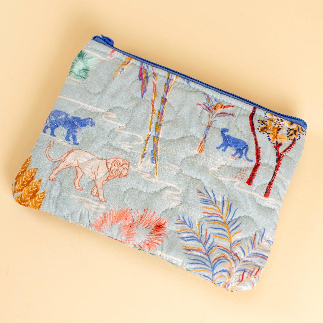 Erin &amp; Ben Co. Jungle Whisper Blue Quilted Makeup Bag