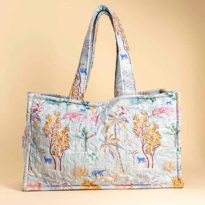 Erin &amp; Ben Co. Jungle Whisper Blue Quilted Tote Bag