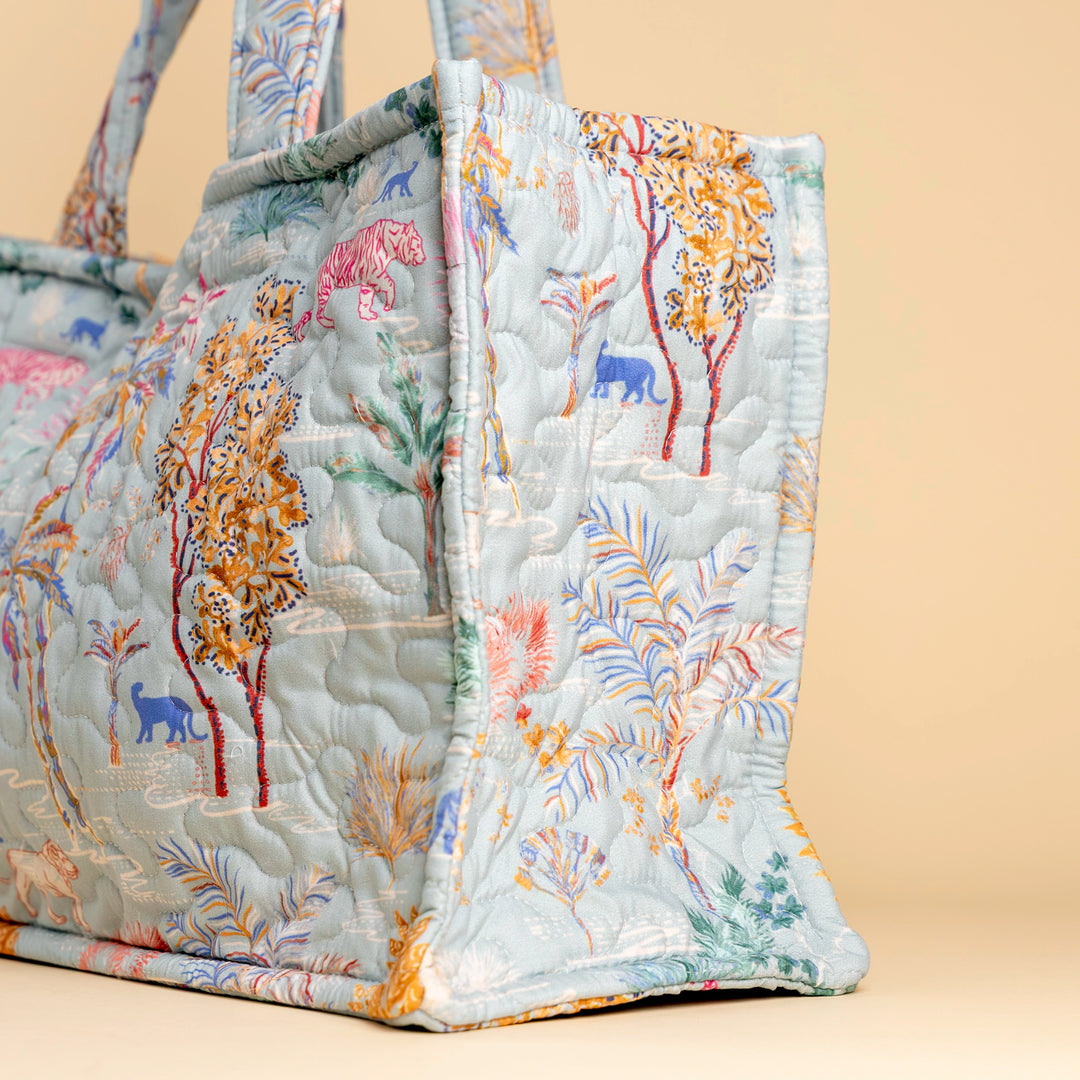 Erin &amp; Ben Co. Jungle Whisper Blue Quilted Tote Bag