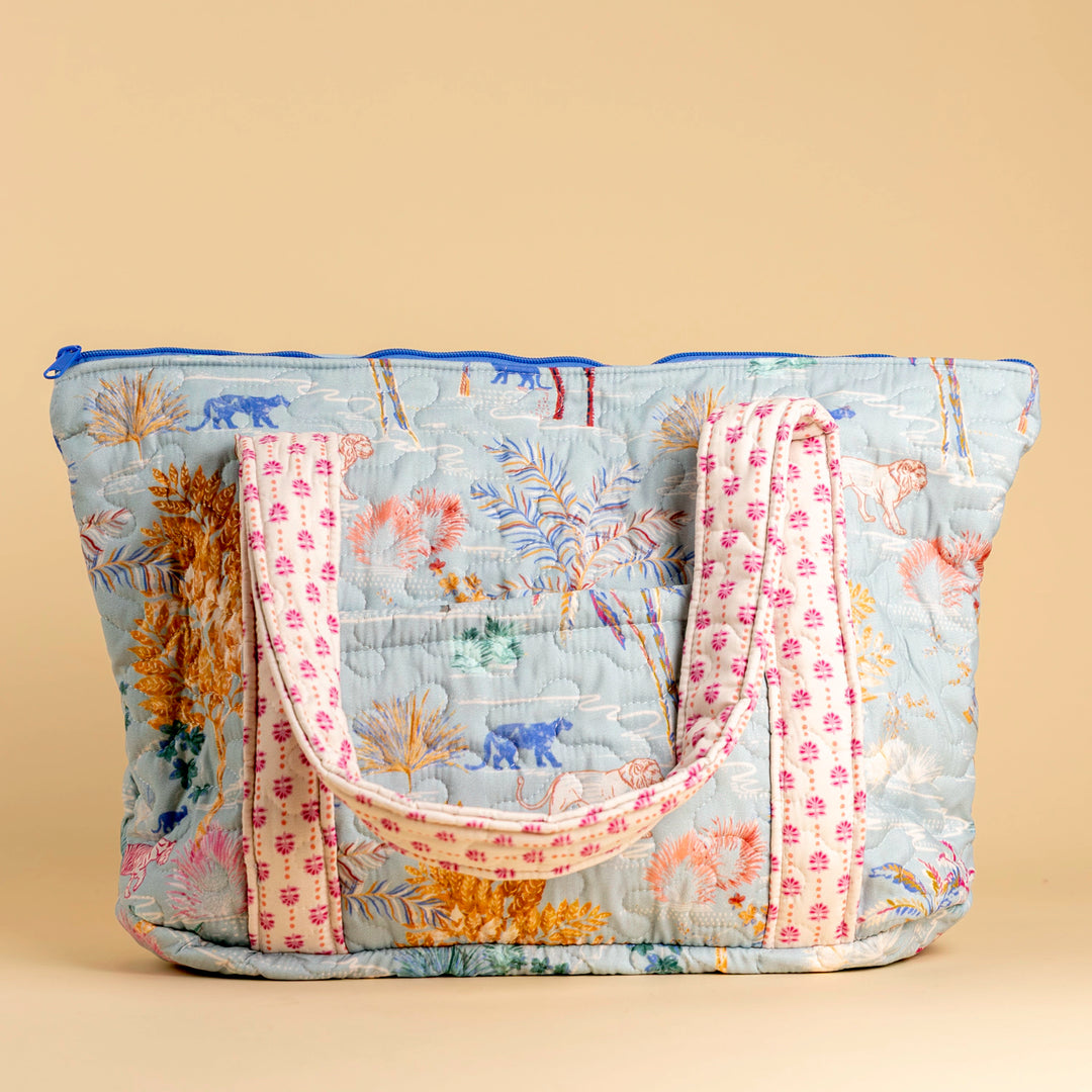 Erin &amp; Ben Co. Jungle Whisper Blue Zipper Tote Bag