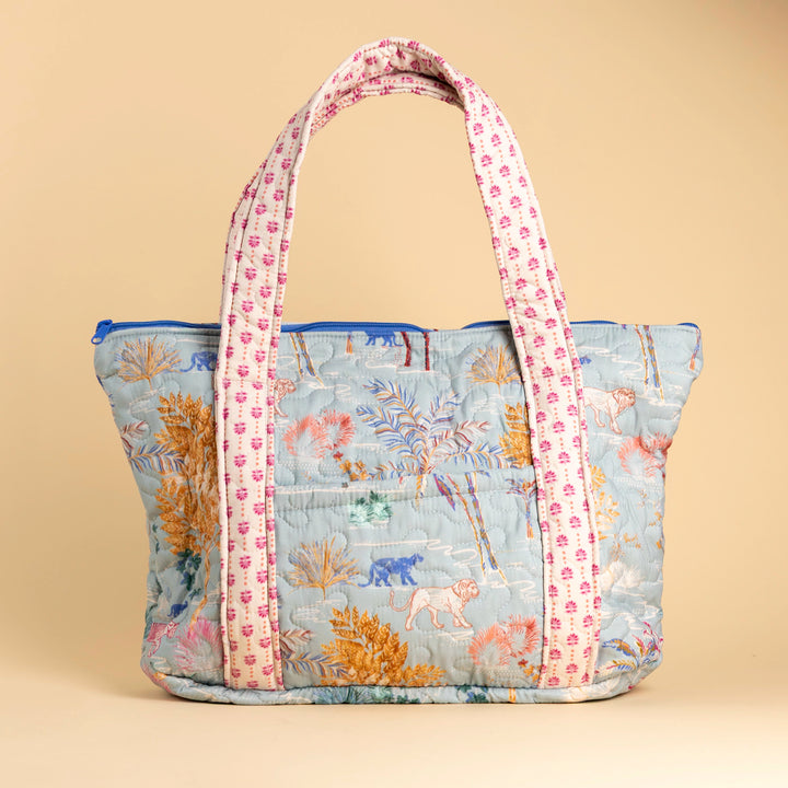 Erin &amp; Ben Co. Jungle Whisper Blue Zipper Tote Bag