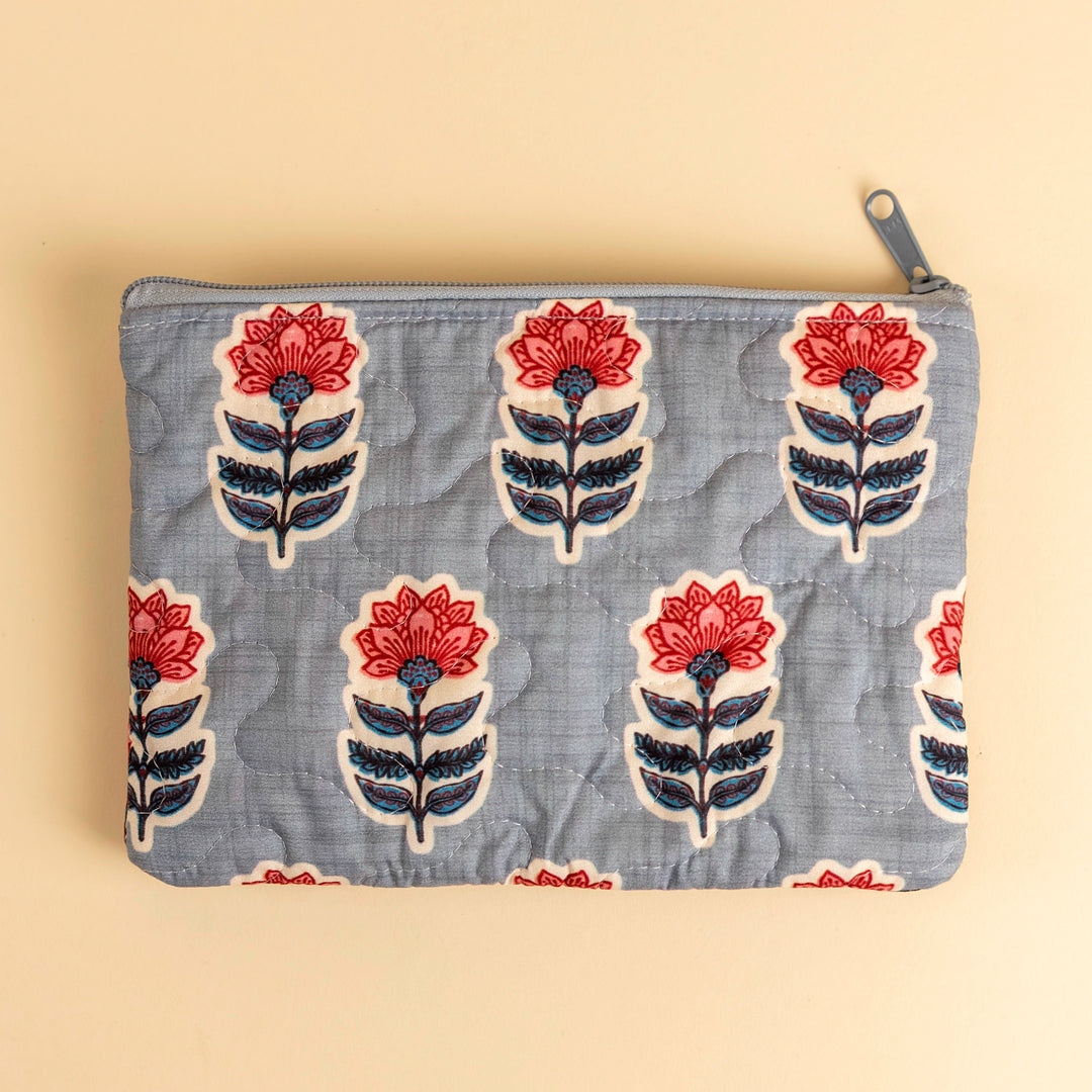 Erin &amp; Ben Co. Sadie Floral Blue Quilted Makeup Bag
