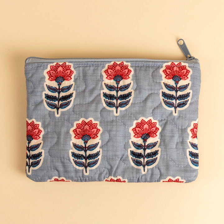 Erin &amp; Ben Co. Sadie Floral Blue Quilted Makeup Bag