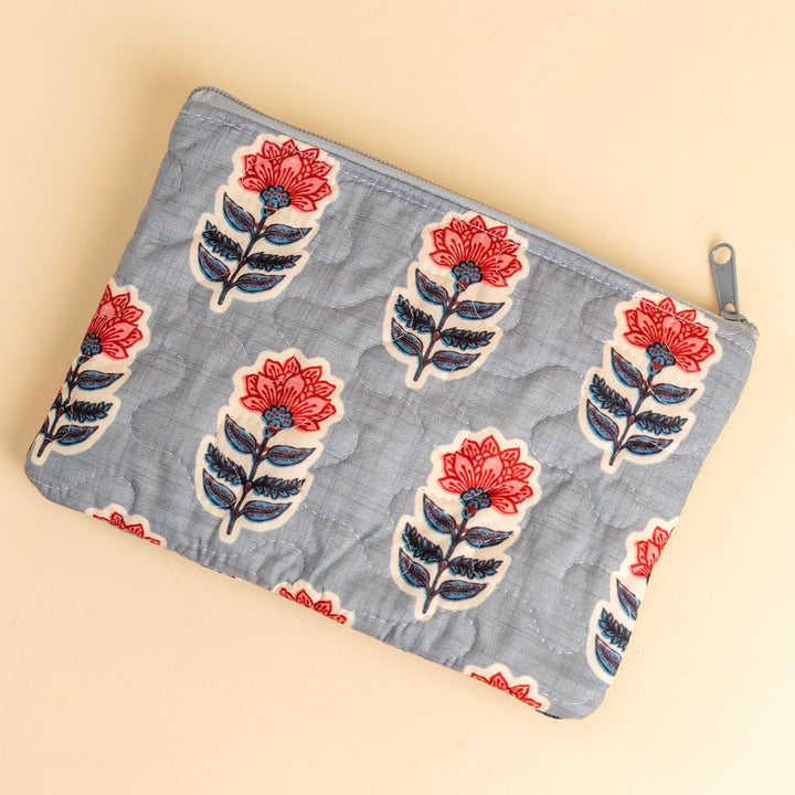 Erin &amp; Ben Co. Sadie Floral Blue Quilted Makeup Bag