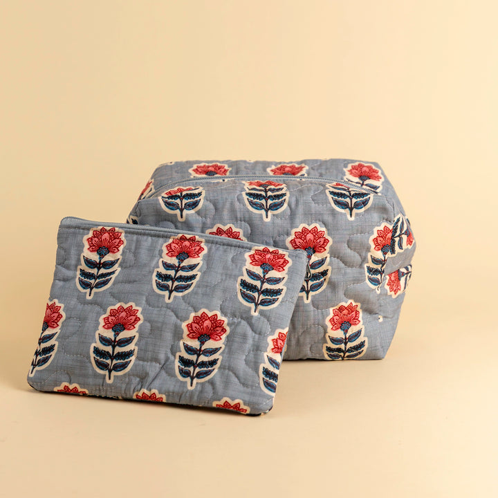 Erin &amp; Ben Co. Sadie Floral Blue Quilted Makeup Bag