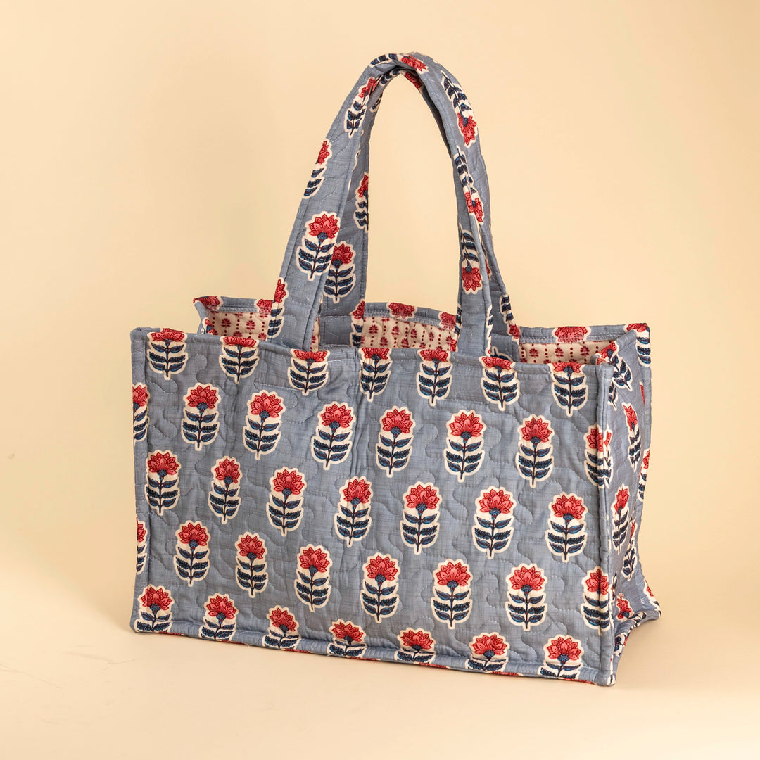 Erin &amp; Ben Co. Sadie Floral Blue Quilted Tote Bag