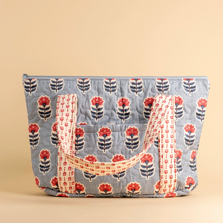 Erin &amp; Ben Co. Sadie Floral Blue Zipper Tote Bag