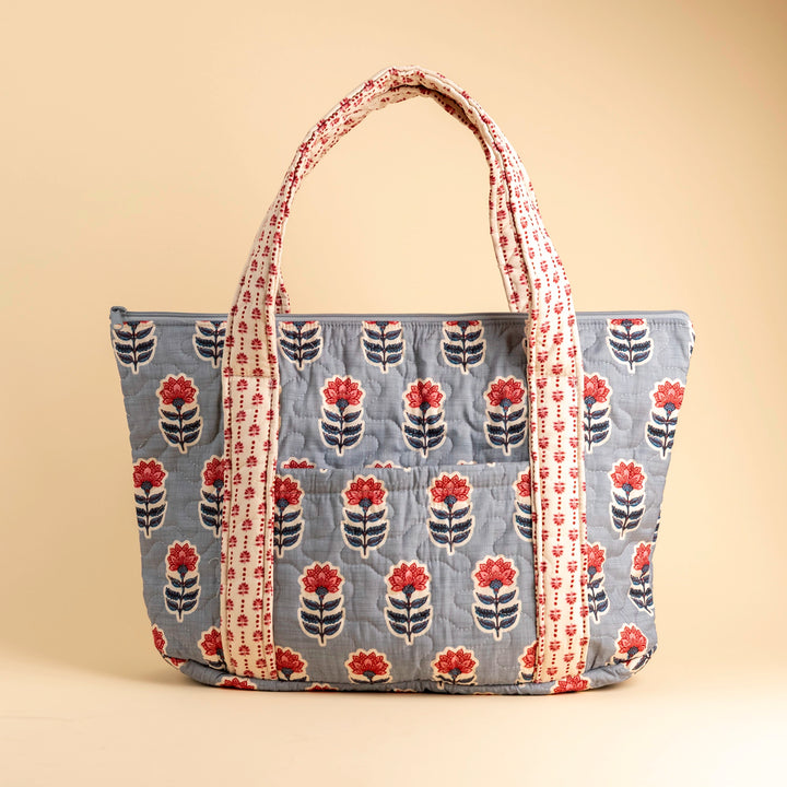 Erin &amp; Ben Co. Sadie Floral Blue Zipper Tote Bag