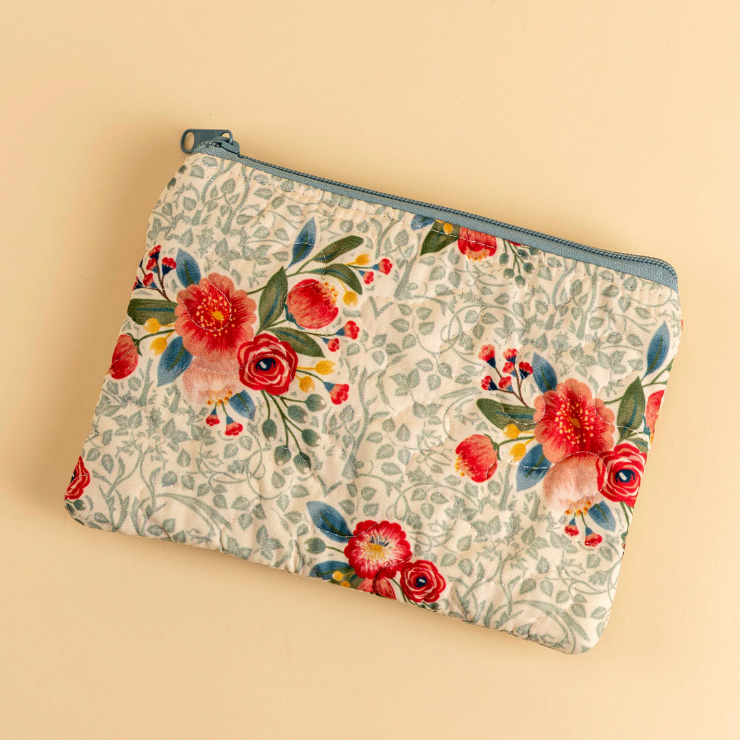 Erin &amp; Ben Co. Zara Floral Linen Quilted Makeup Bag