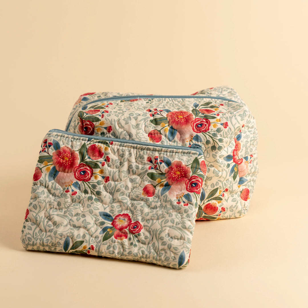 Erin &amp; Ben Co. Zara Floral Linen Quilted Makeup Bag