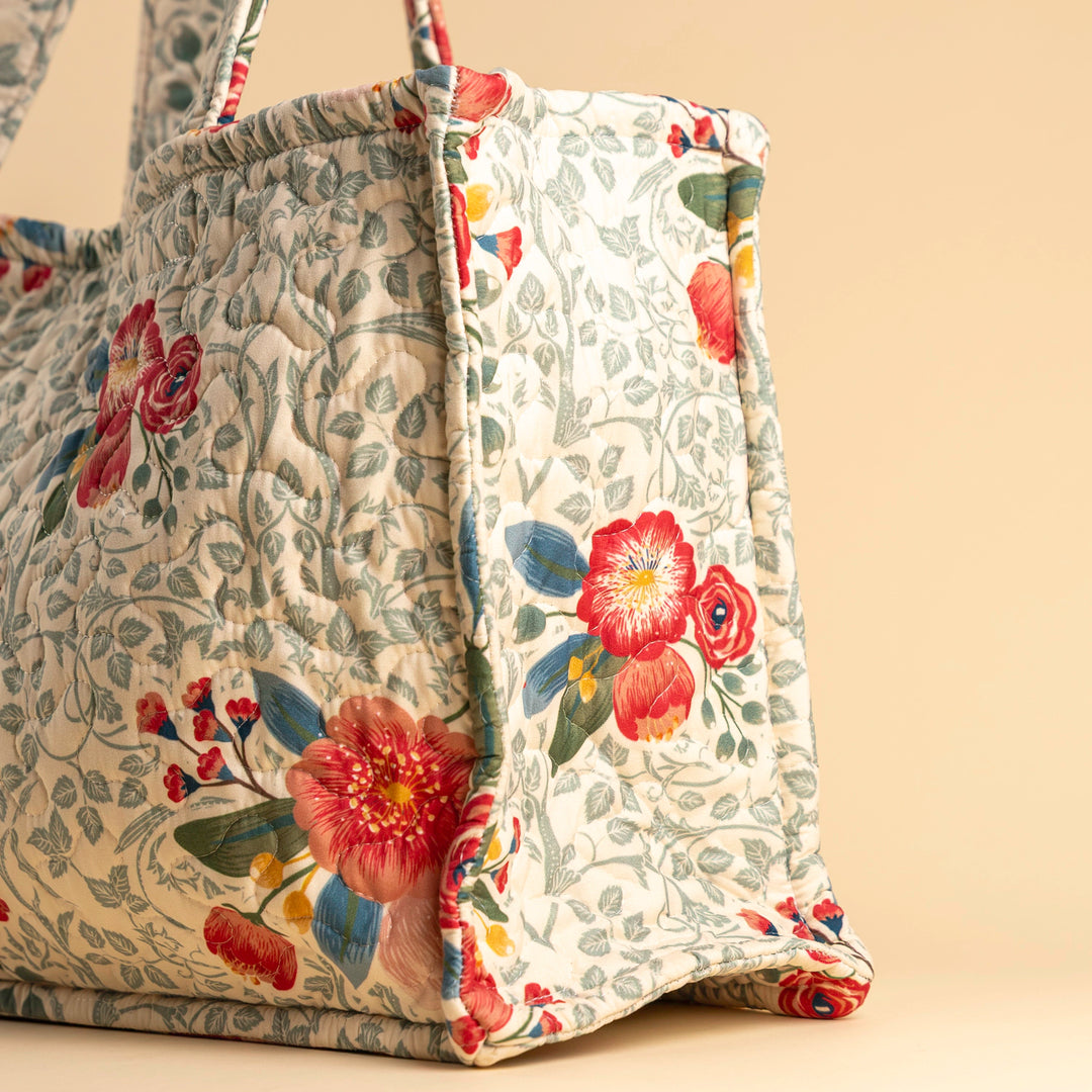 Erin &amp; Ben Co. Zara Floral Linen Quilted Tote Bag