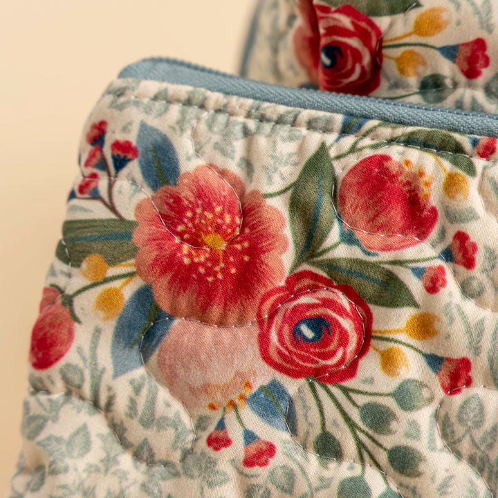 Erin &amp; Ben Co. Zara Floral Linen Quilted Makeup Bag