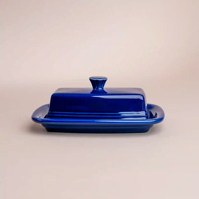 Fiesta ware twilight blue covered butter dish. 