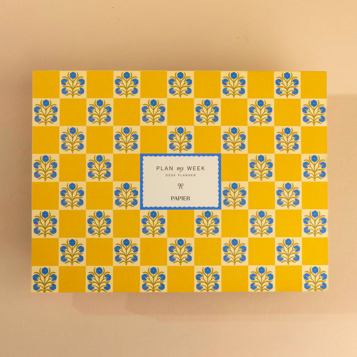 Floral Checkerboard Undated Weekly Desk Planner