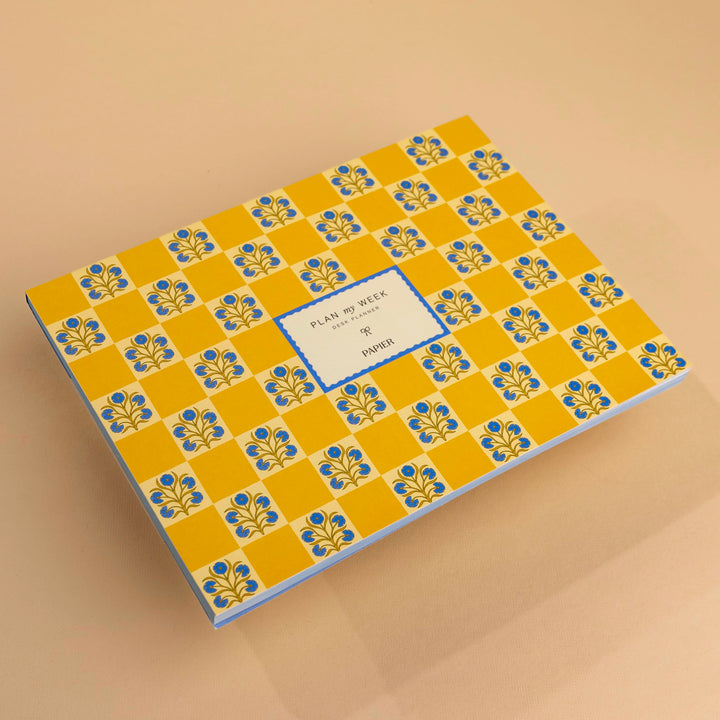 Floral Checkerboard Undated Weekly Desk Planner