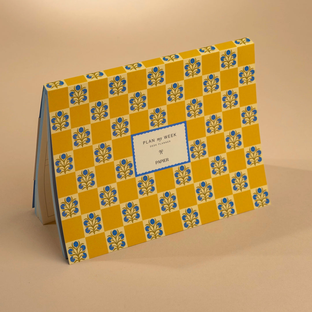 Floral Checkerboard Undated Weekly Desk Planner