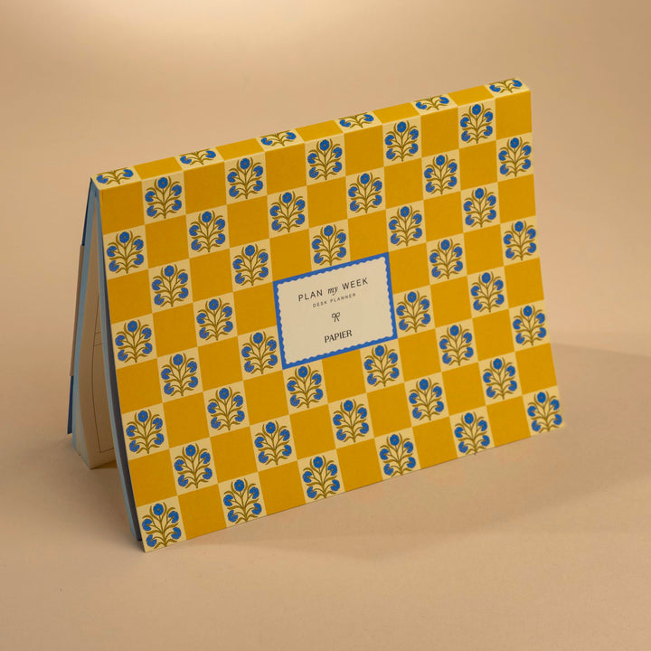 Floral Checkerboard Undated Weekly Desk Planner