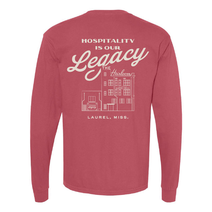 Hospitality is Our Legacy Crimson Long Sleeve T-Shirt