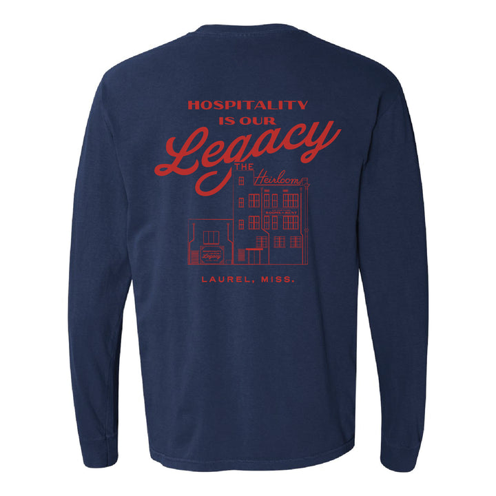 Hospitality is Our Legacy Navy Long Sleeve T-Shirt