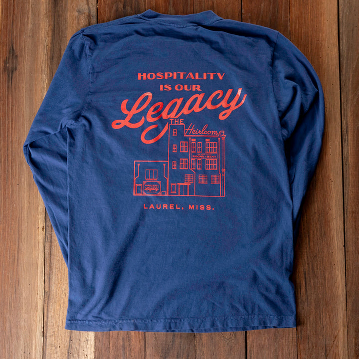 Hospitality is Our Legacy Navy Long Sleeve T-Shirt