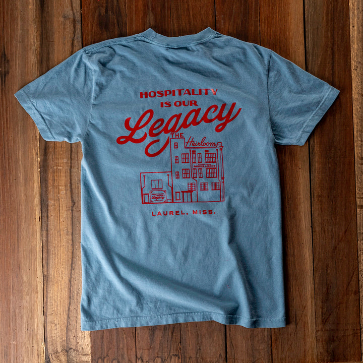Hospitality is Our Legacy Pale Blue T-Shirt