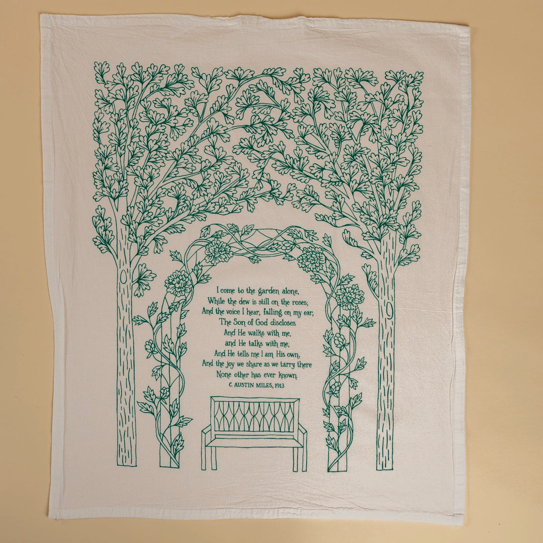 in the seed there is a flower hymn In the Garden Hymn Tea Towel – Laurel Mercantile
