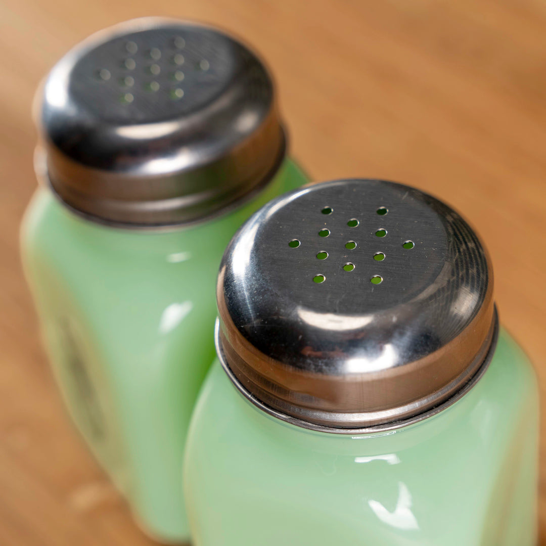 Jadeite Vintage Monogrammed Salt &amp; Pepper Shakers