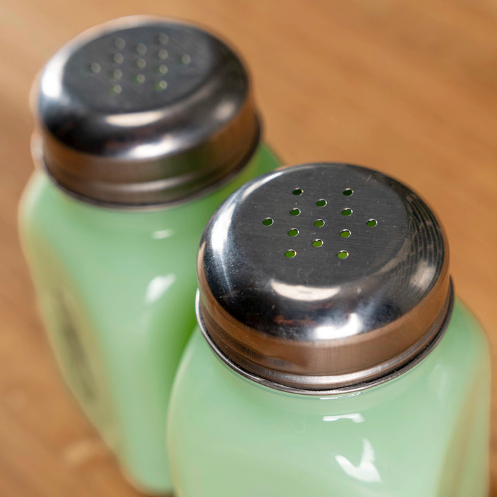 Jadeite Vintage Monogrammed Salt &amp; Pepper Shakers