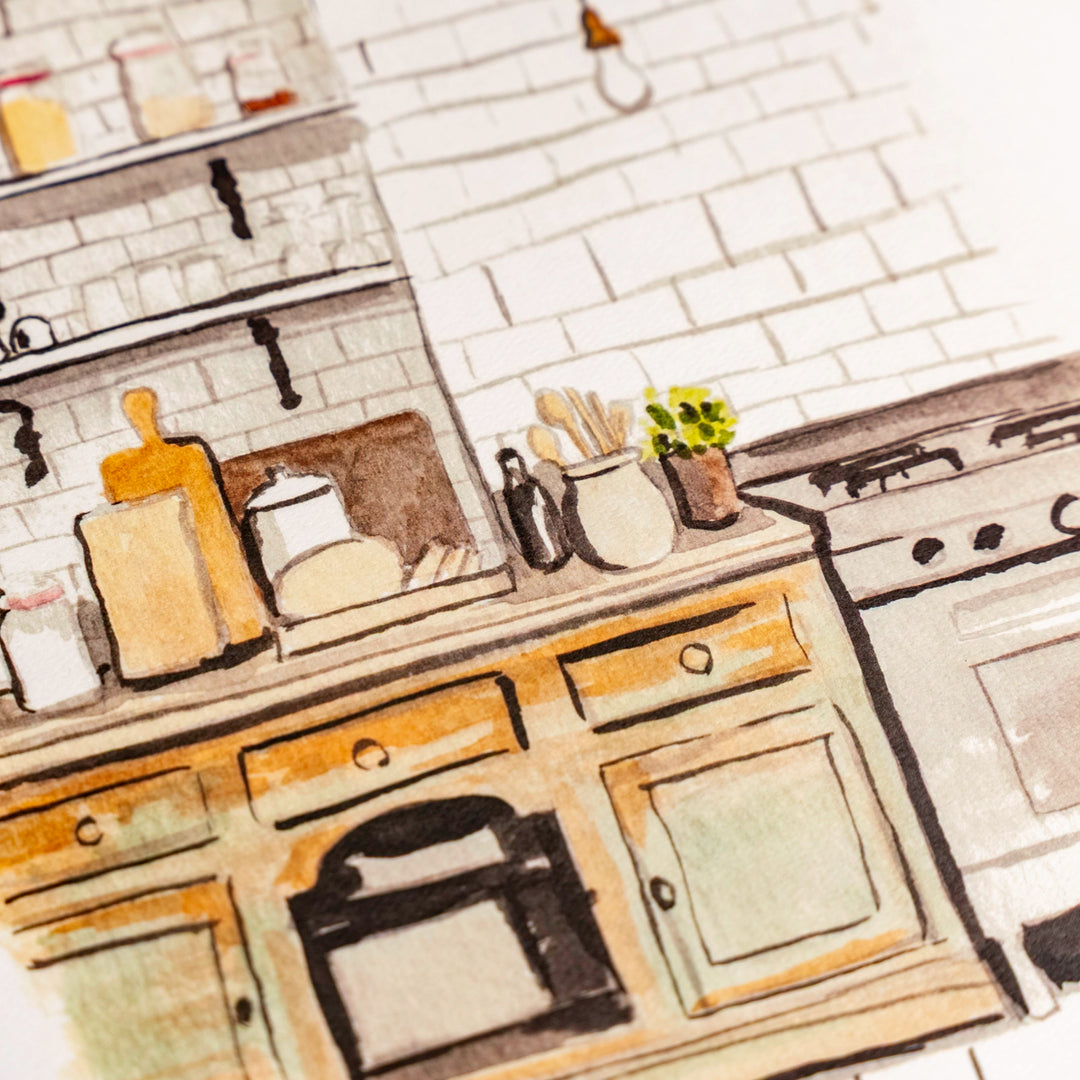 Kitchen Watercolor (11" X 14")